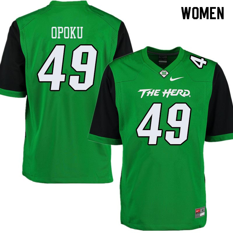 Women #49 Nat Opoku Marshall Thundering Herd College Football Jerseys Sale-Green